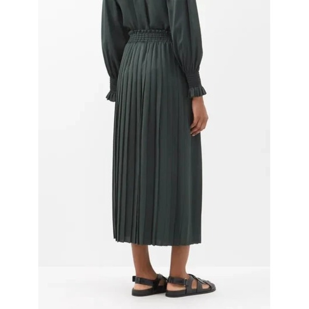 See By Chloe Skirt Set Outfit Coord Green Satin Top Pleated Midi Maxi Skirt 40 4 - Picture 3 of 16